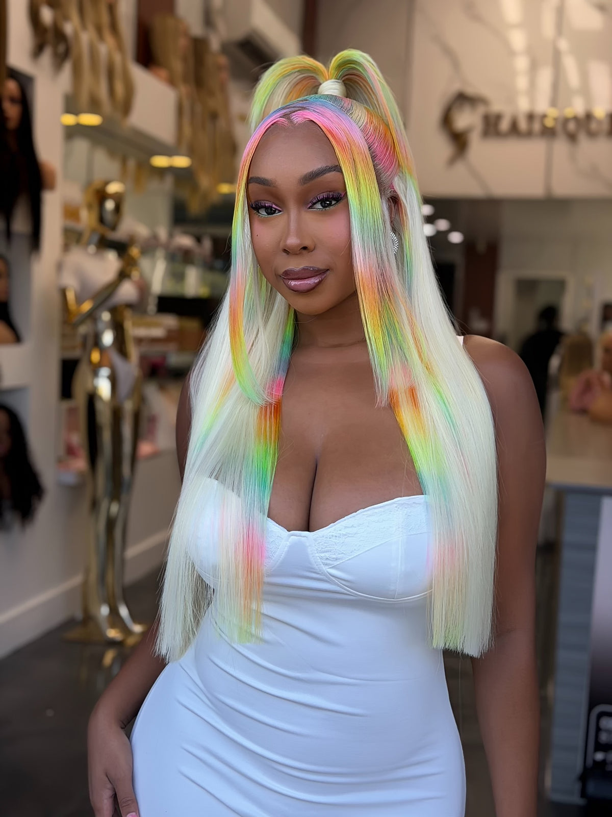 Platinum Rainbow Lace Wig
