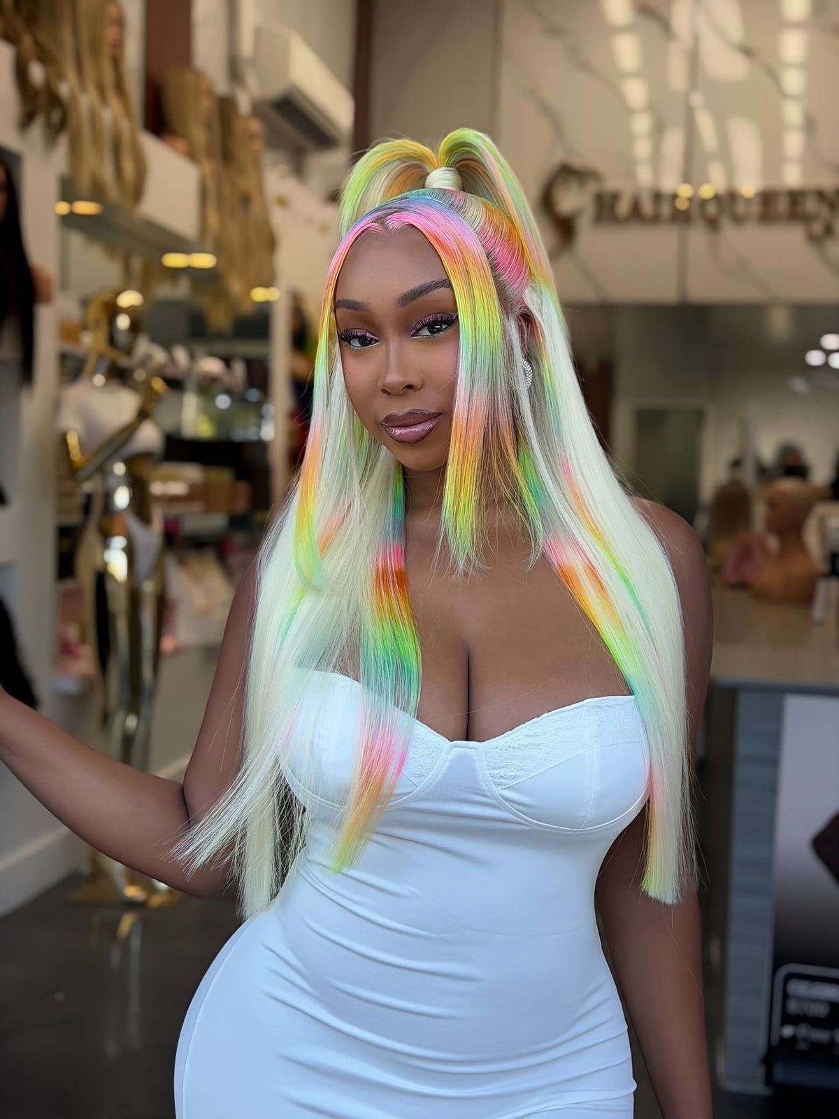 Platinum Rainbow Lace Wig