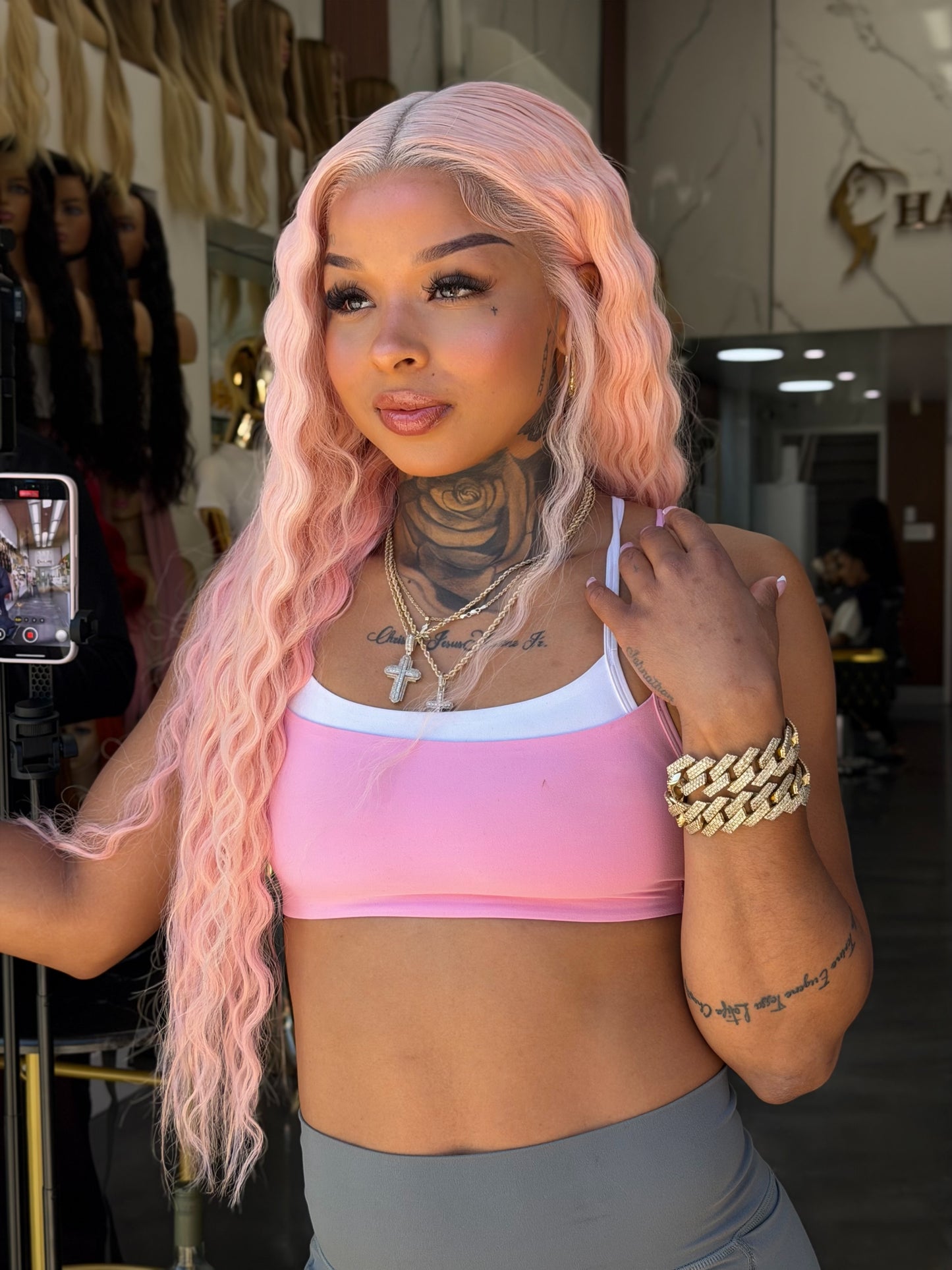Rock Pink Lace Wig