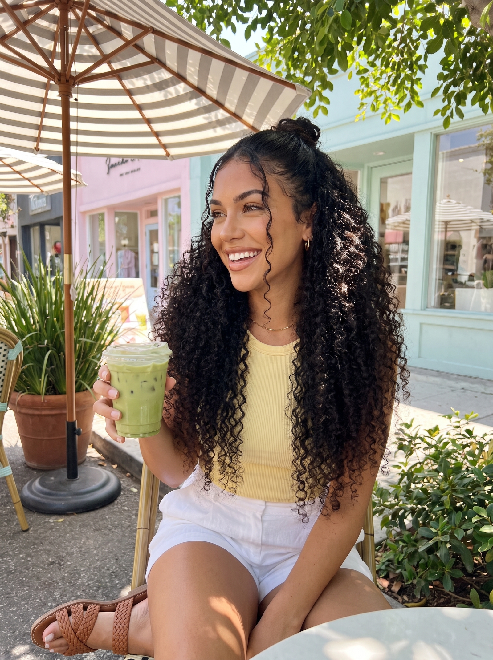 Long dark curly lace wig with natural-looking hairline and deep ringlets