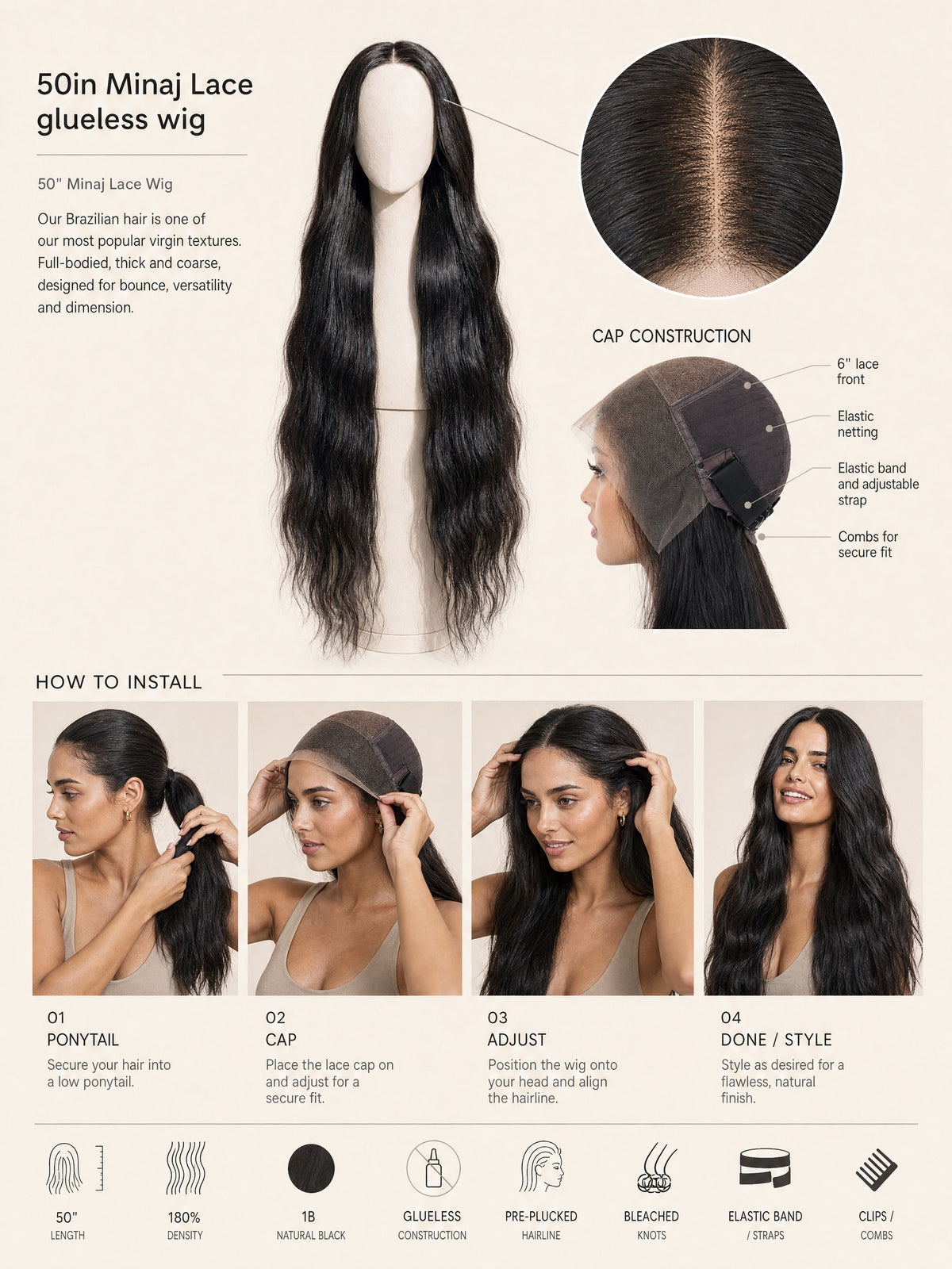 50" Minaj glueless Wig