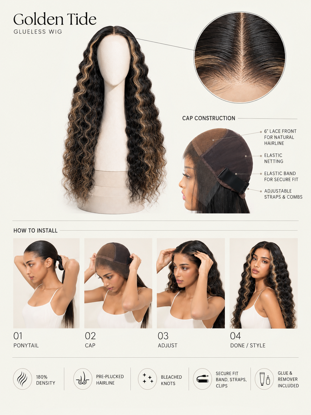 Golden Tide glueless wig