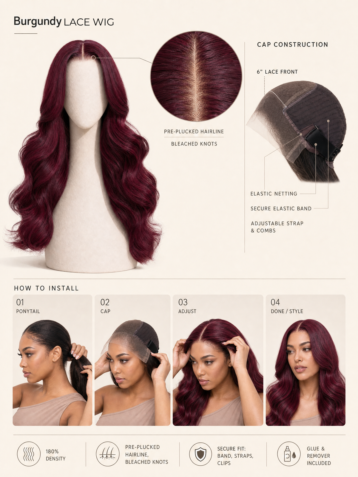 Burgundy Lace Wig