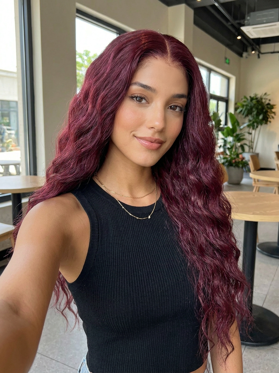 Burgundy Closure Wig