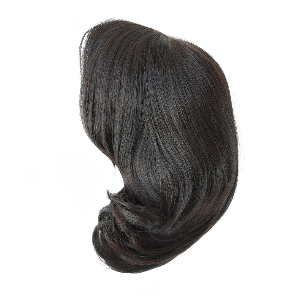 Dark black lace-front wig with wavy shoulder-length bob