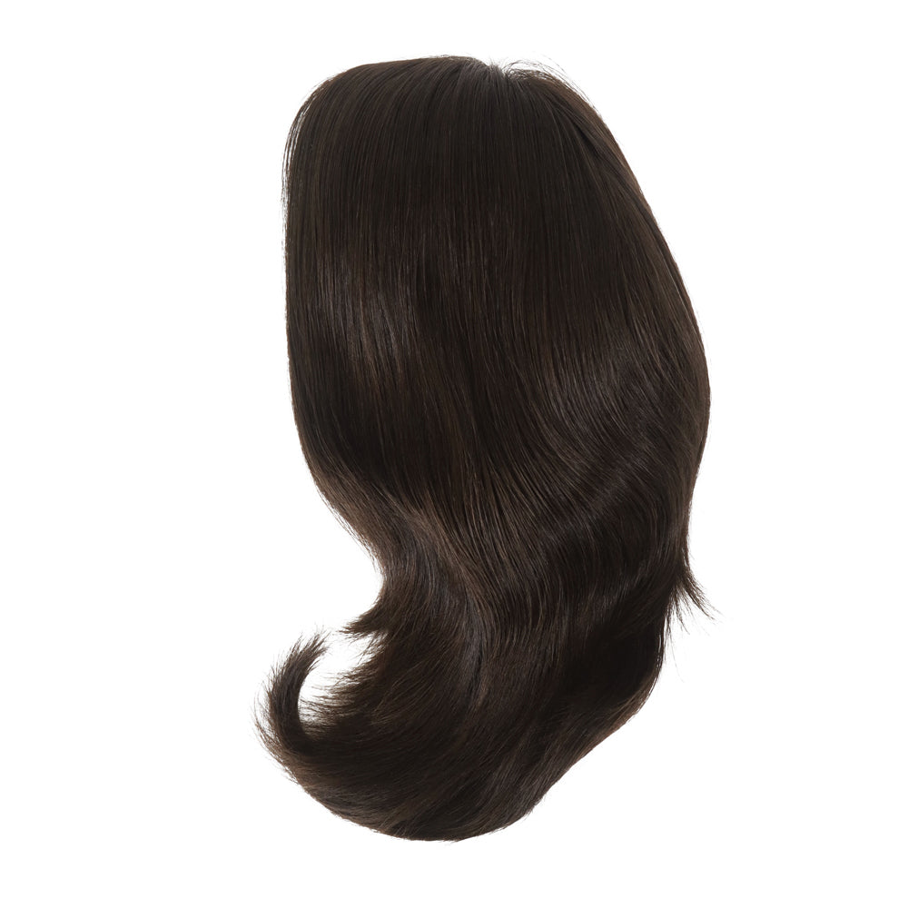 Dark brown synthetic hair wig with wavy bob cut