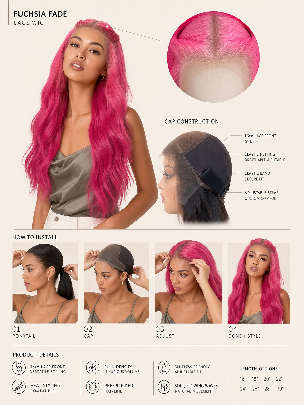 Fuchsia Fade Lace Wig