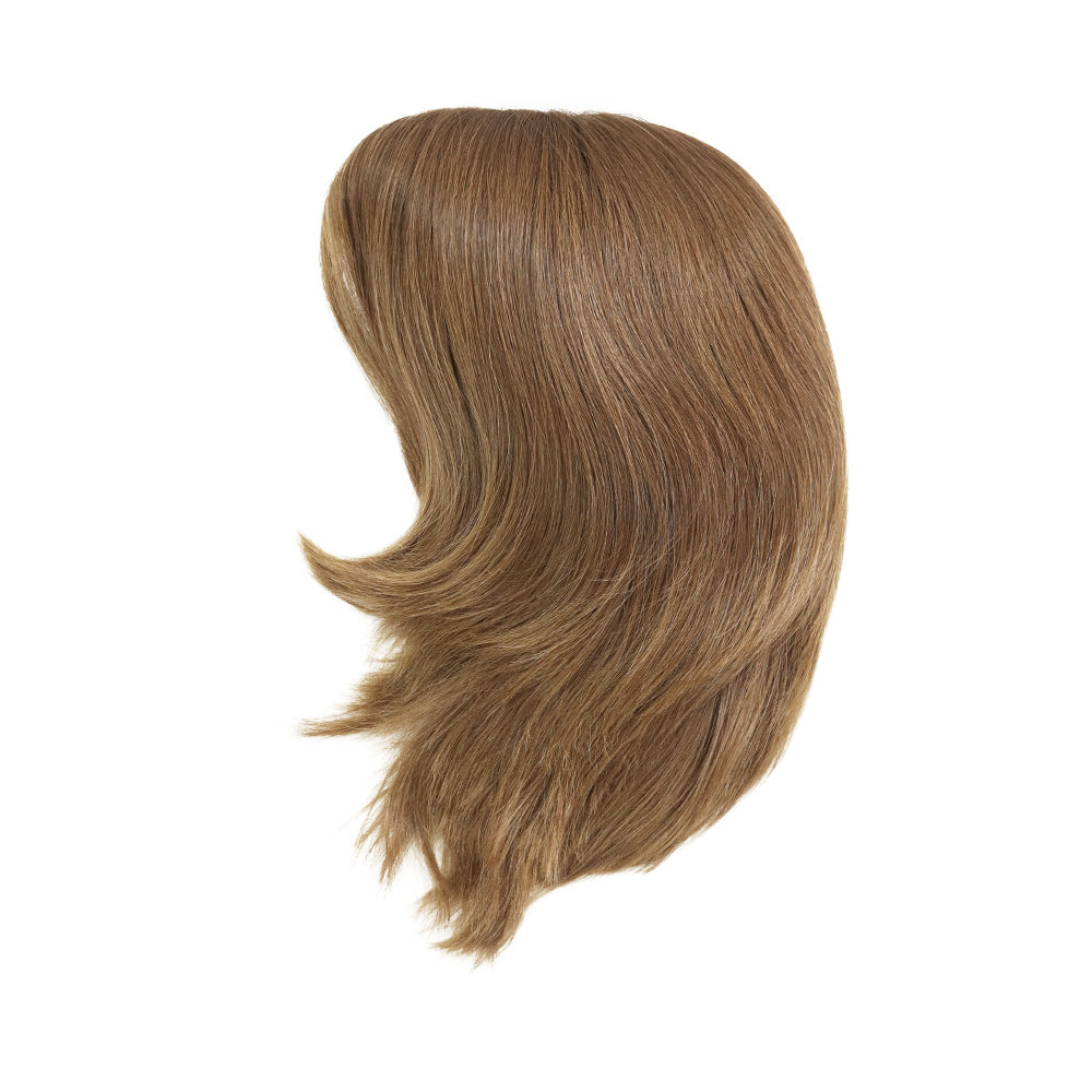 Elegant Brown with Highlights Sheitel with French Lace and Silk Top