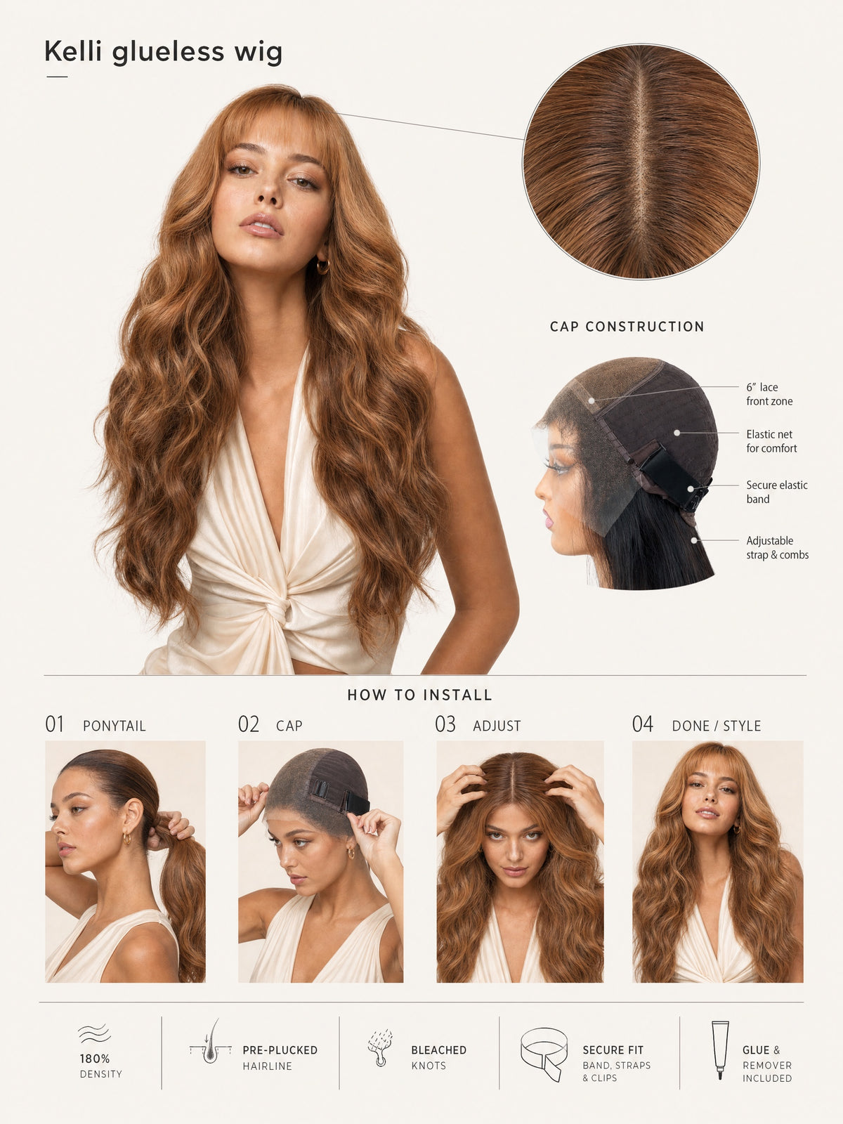 Kelli glueless wig