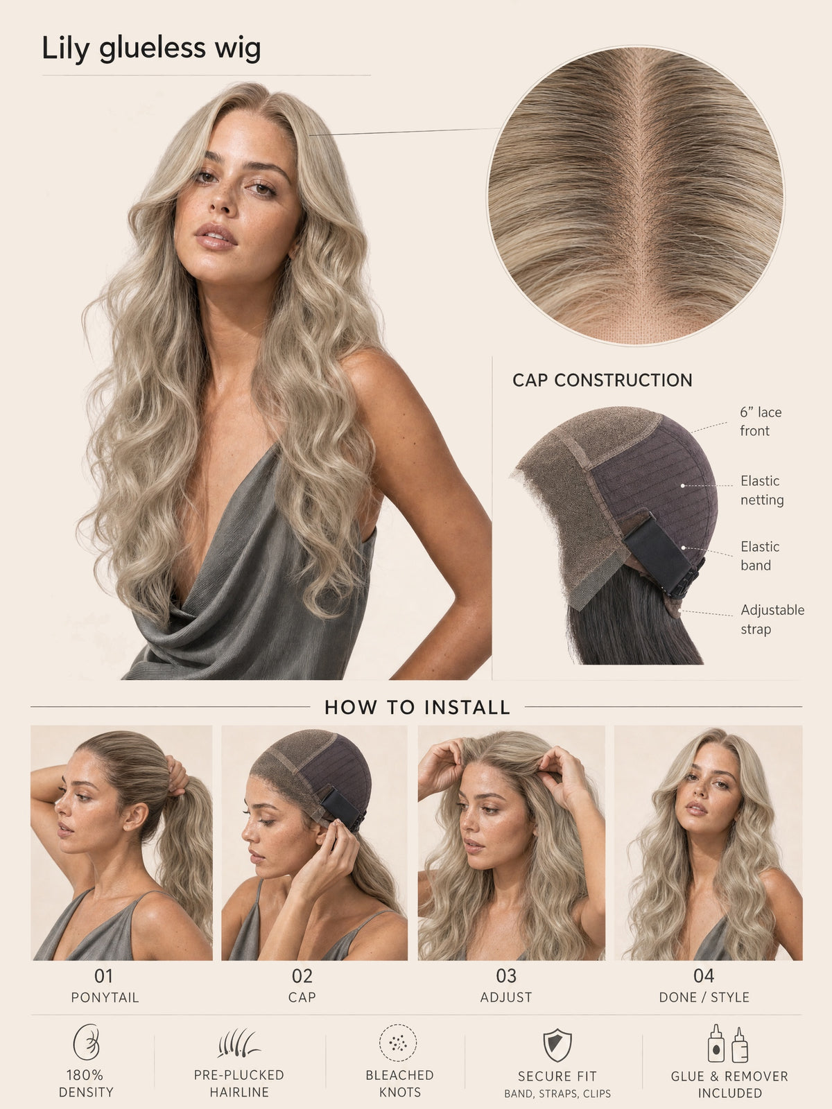 Lily glueless wig