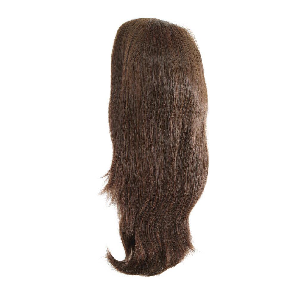 Dark brown medical wig, straight shoulder-length hair