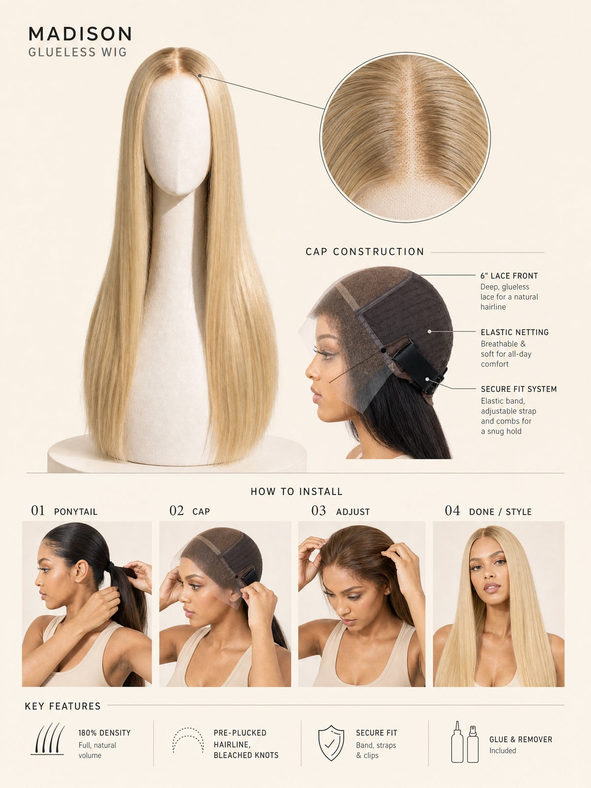 Madison glueless wig