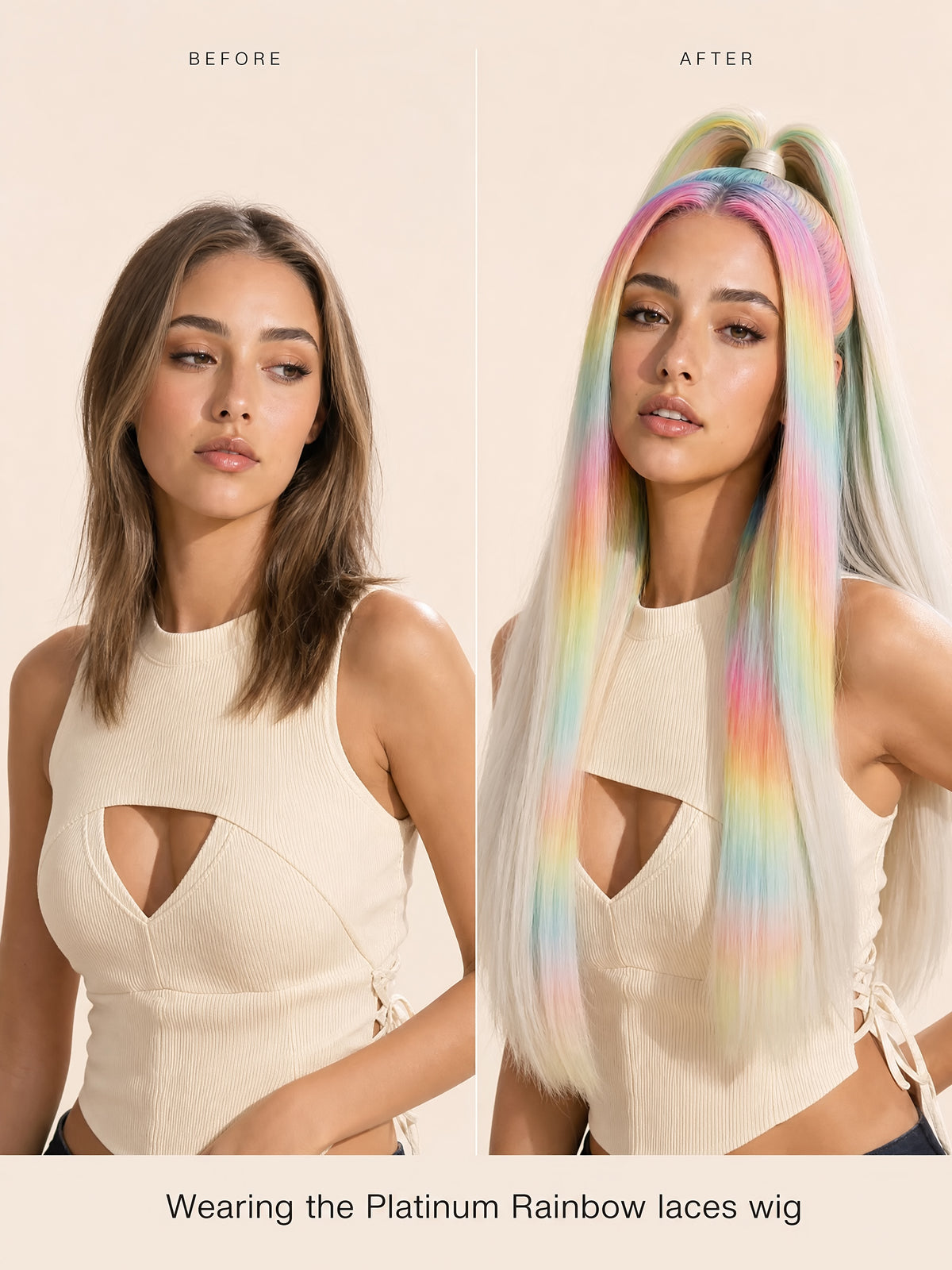 Platinum Rainbow Lace Wig