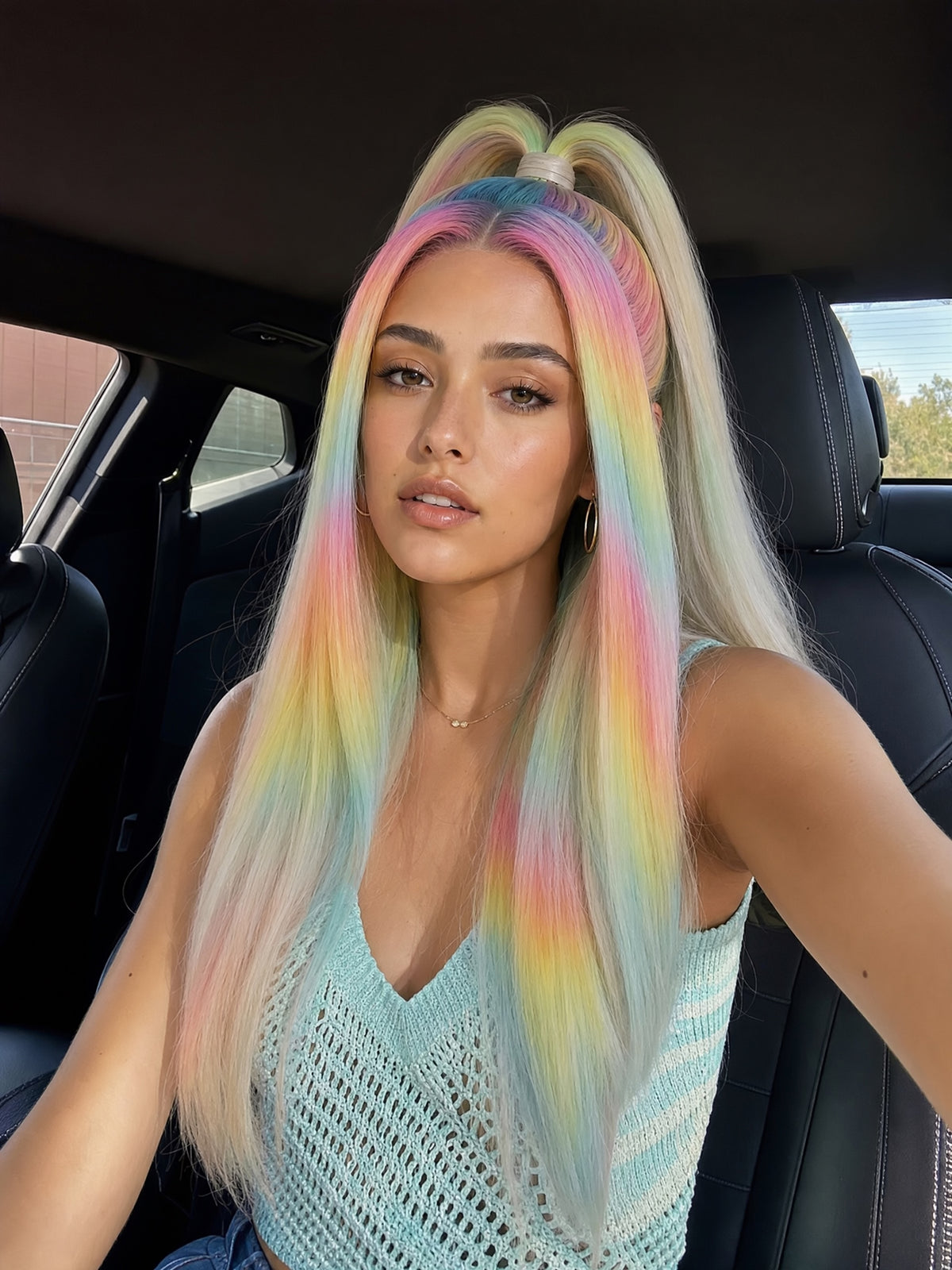 Platinum Rainbow Lace Wig