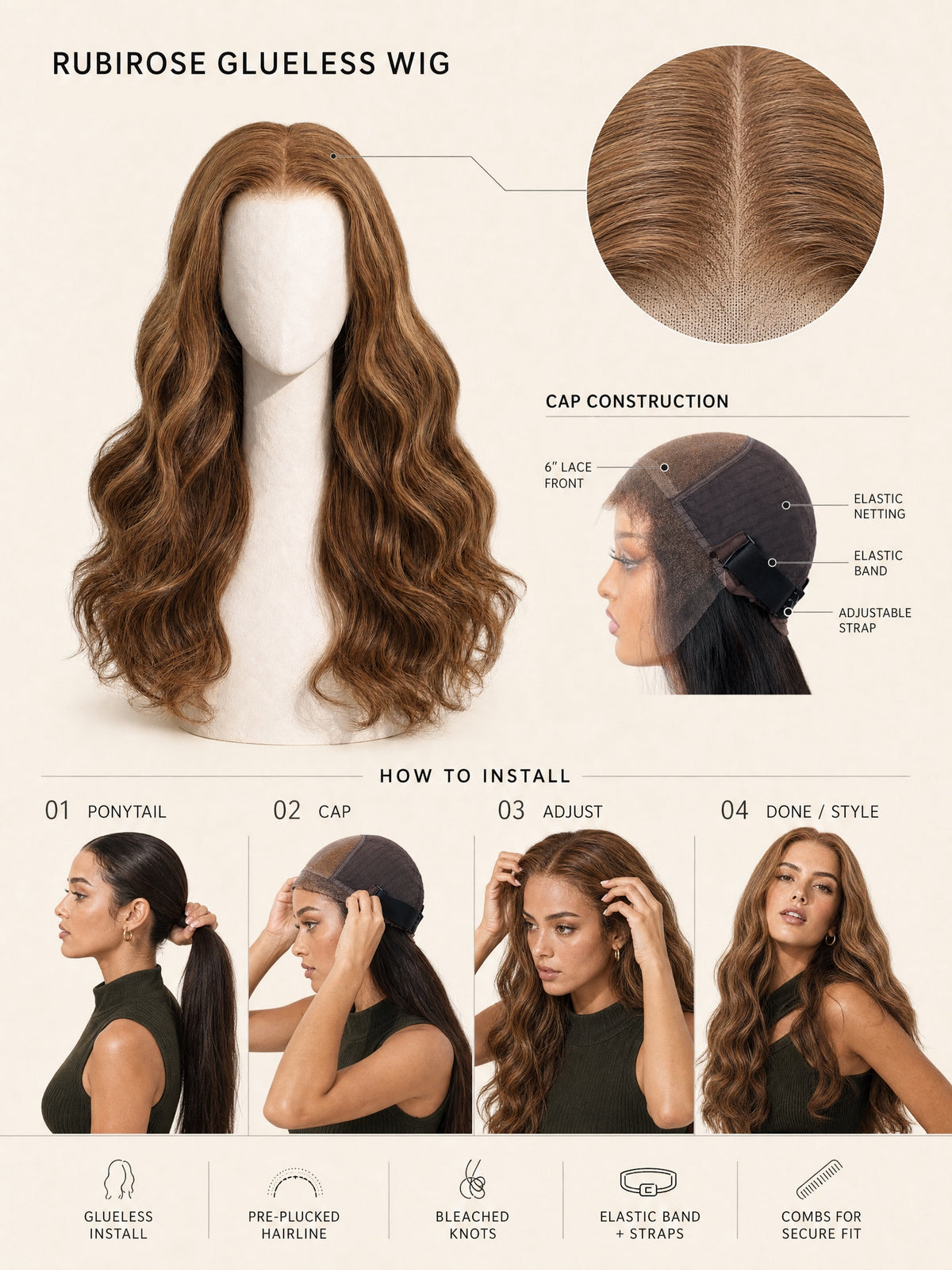 Rubirose glueless wig