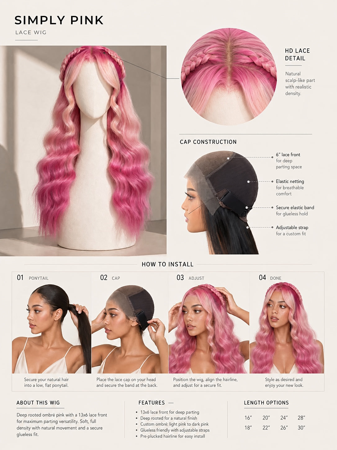 Simply Pink Lace Wig