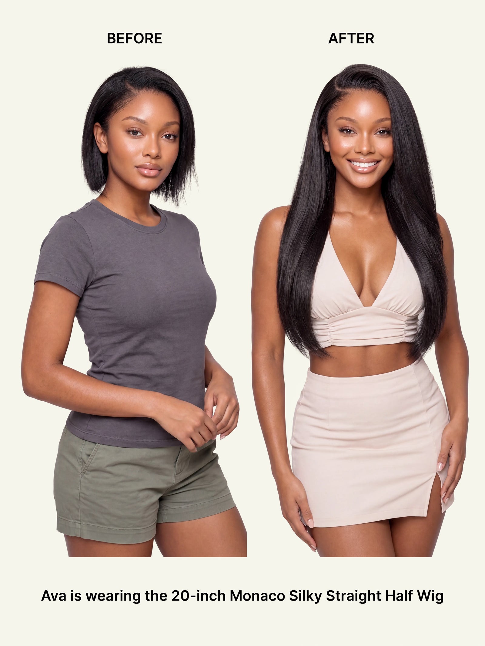 The Monaco-Silky Straight half wig