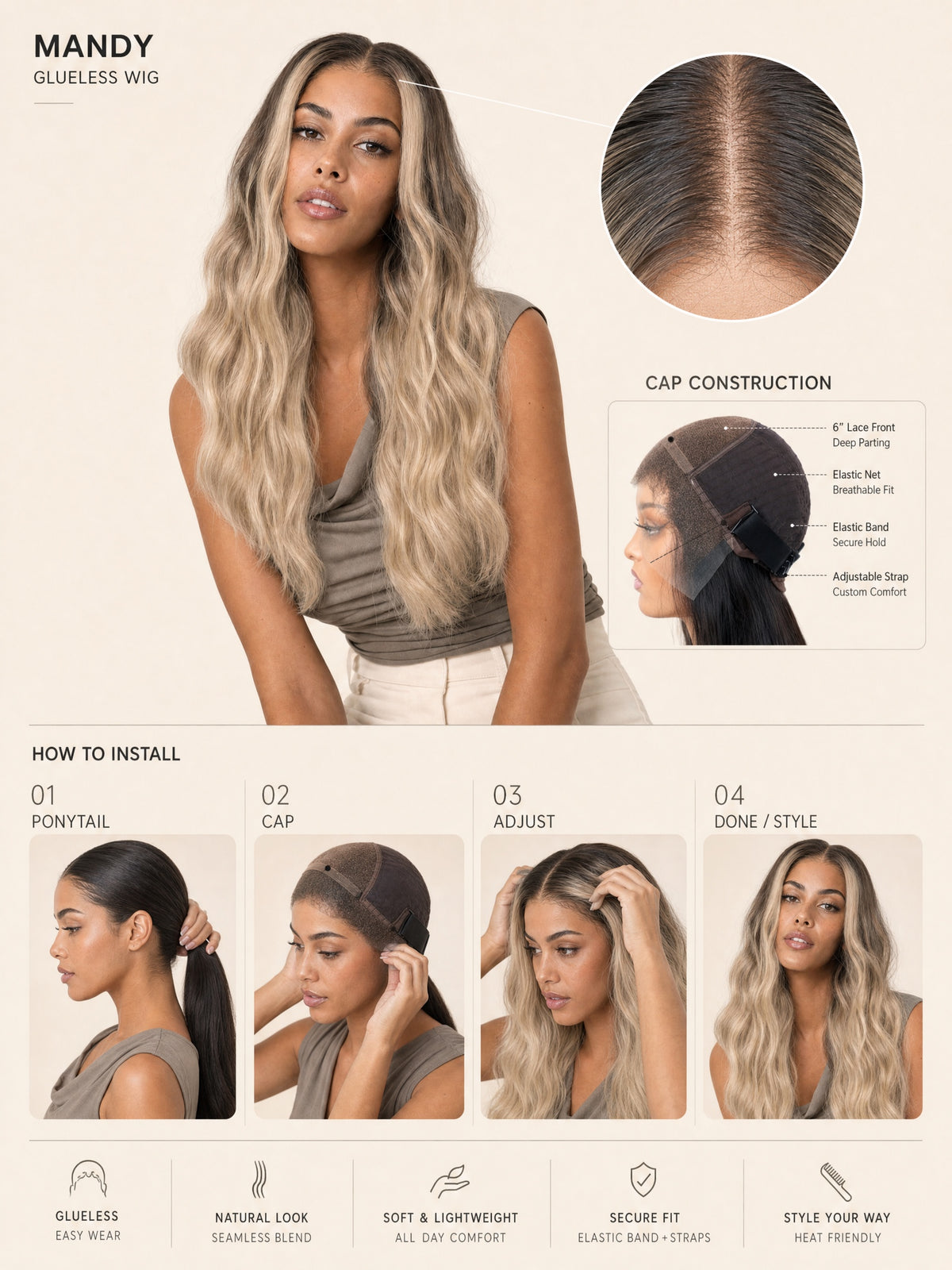 Mandy glueless wig