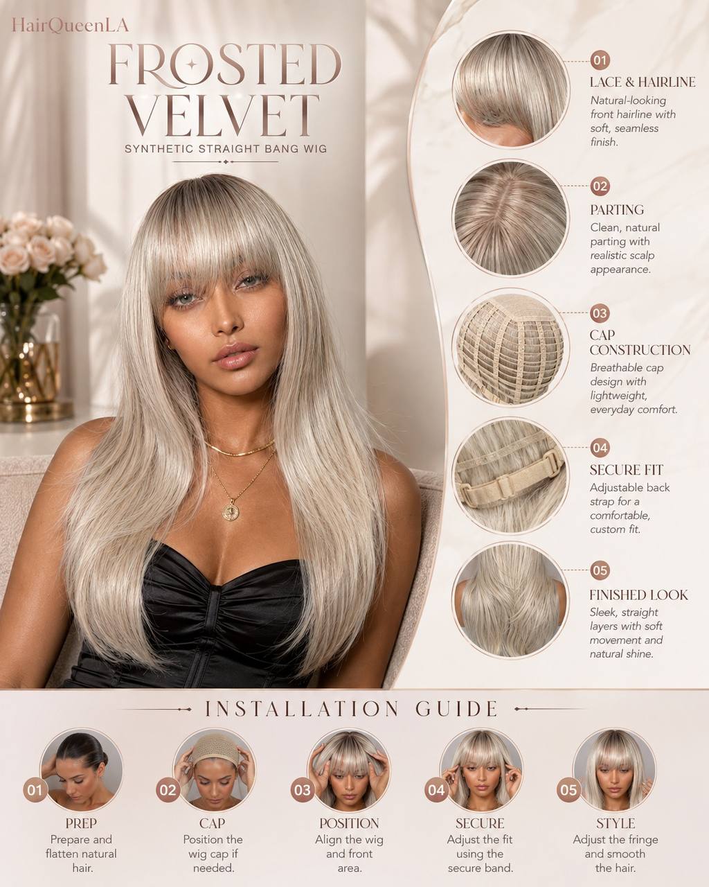 Frosted synthetic lace wig