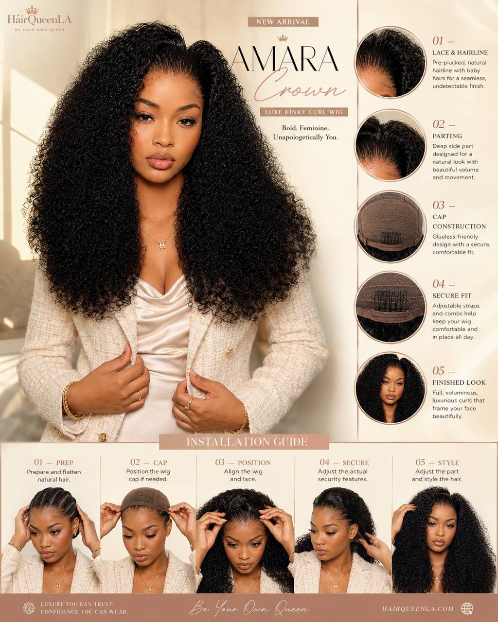 Amara crown curly lace wig