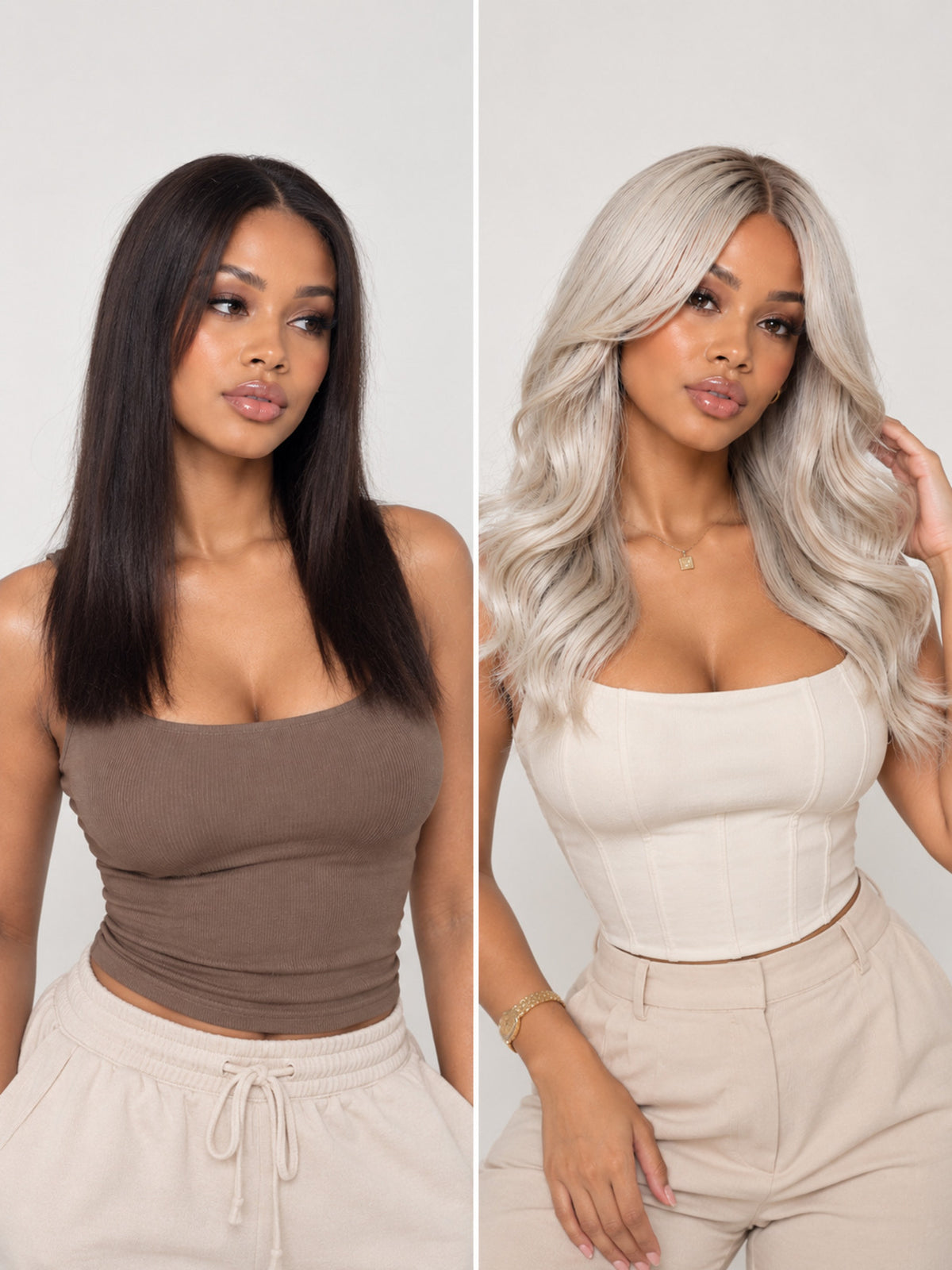 Ashy Blonde Curtain Bangs Synthetic Blend Wig