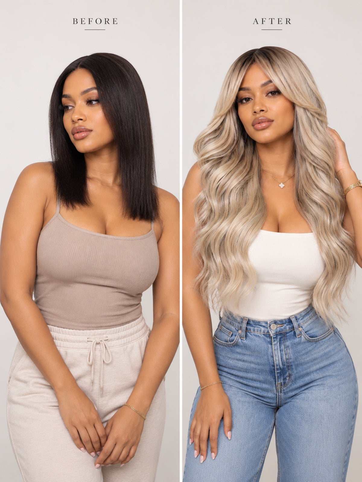 Long Icy Blonde Synthetic Blend Wig with Curtain Bangs