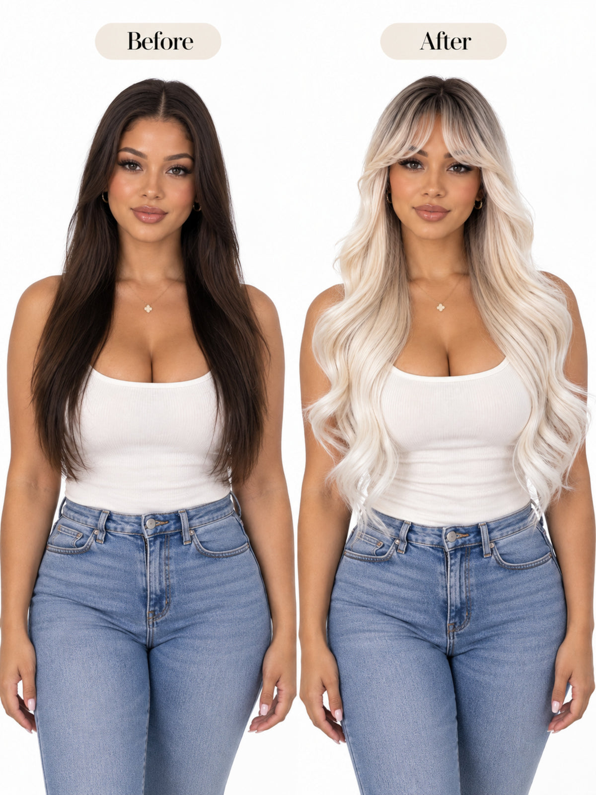 Platinum Long Blonde Wavy Wig with Dark Roots