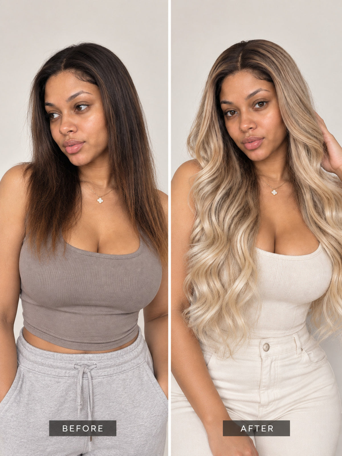 Long Platinum Blonde Ombre Body Wave Wig Synthetic Blend