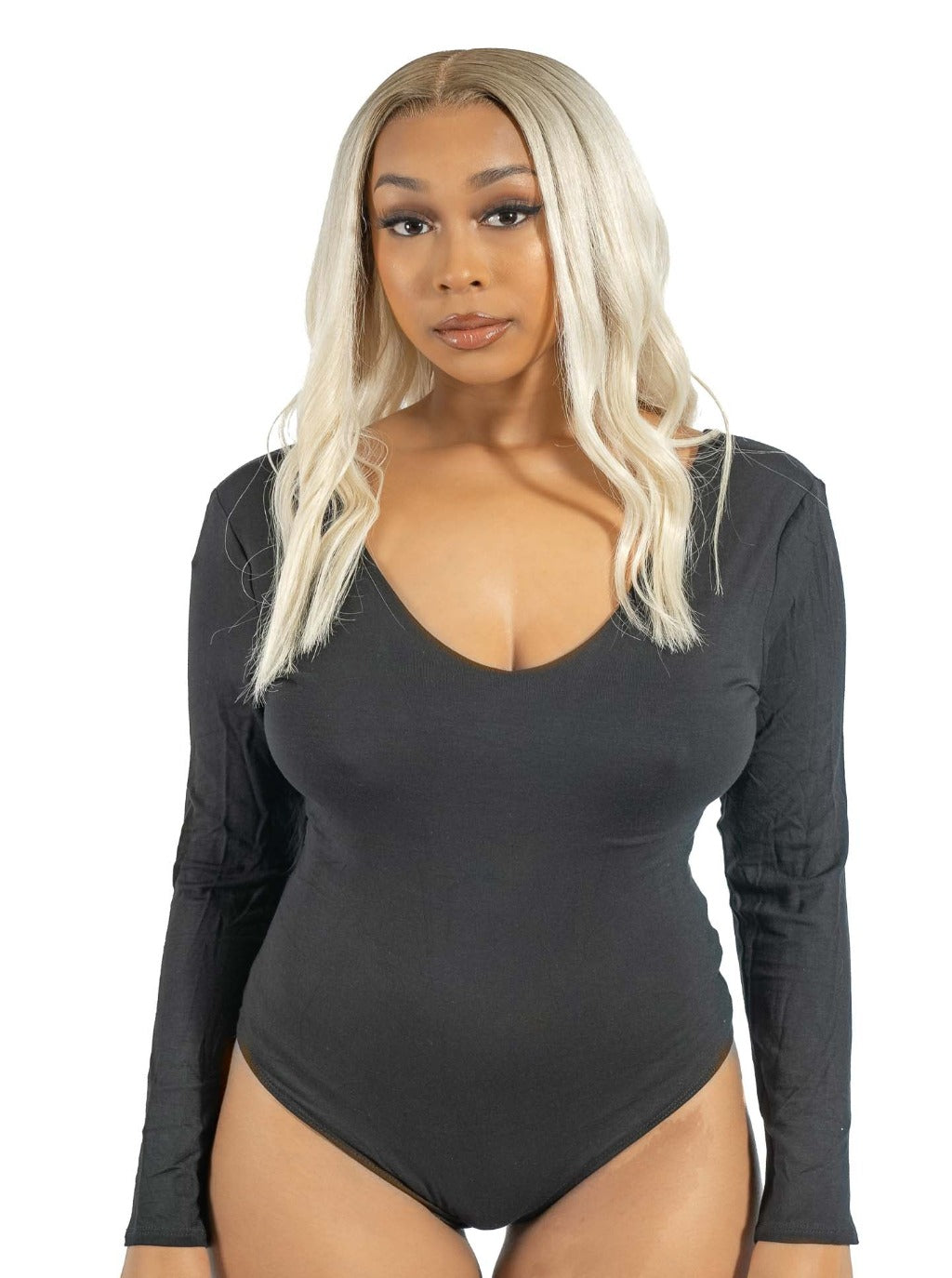 Long-Sleeve Modal Bodysuit with Scoop Neck