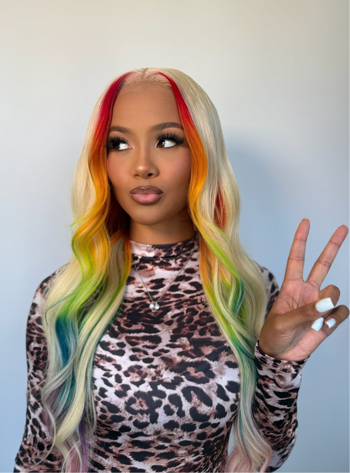 Icy Rainbow Lace Wig