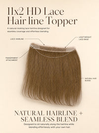 HD lace hairline topper with taupe-brown straight hair and lace hairline