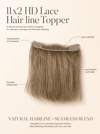 11x2 HD lace hairline topper with natural hair-blend strands and lightweight lace base