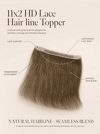 11x2 HD lace hairline topper with natural hair-blend strands and transparent lace edge