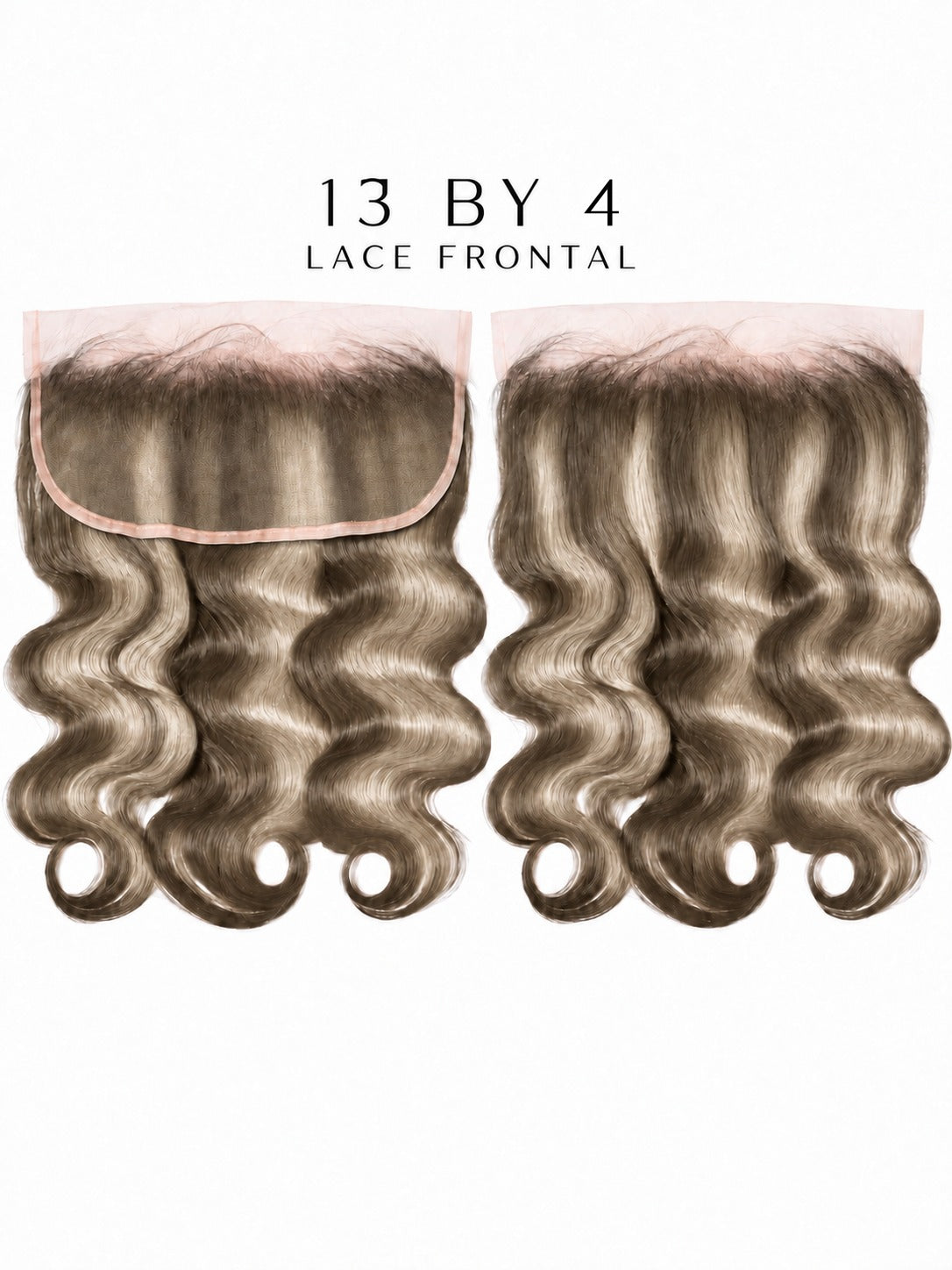 13x4 lace frontal with ash-blonde loose waves, two-piece hair panels