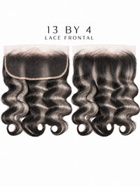13x4 lace frontal with black wavy curls, two-piece hair panels