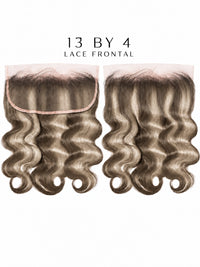 13x4 HD lace frontal hairpiece with loose wavy hair, dark brown/black.