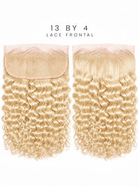 13x4 HD lace frontal, light blonde wavy curls with lace front panel