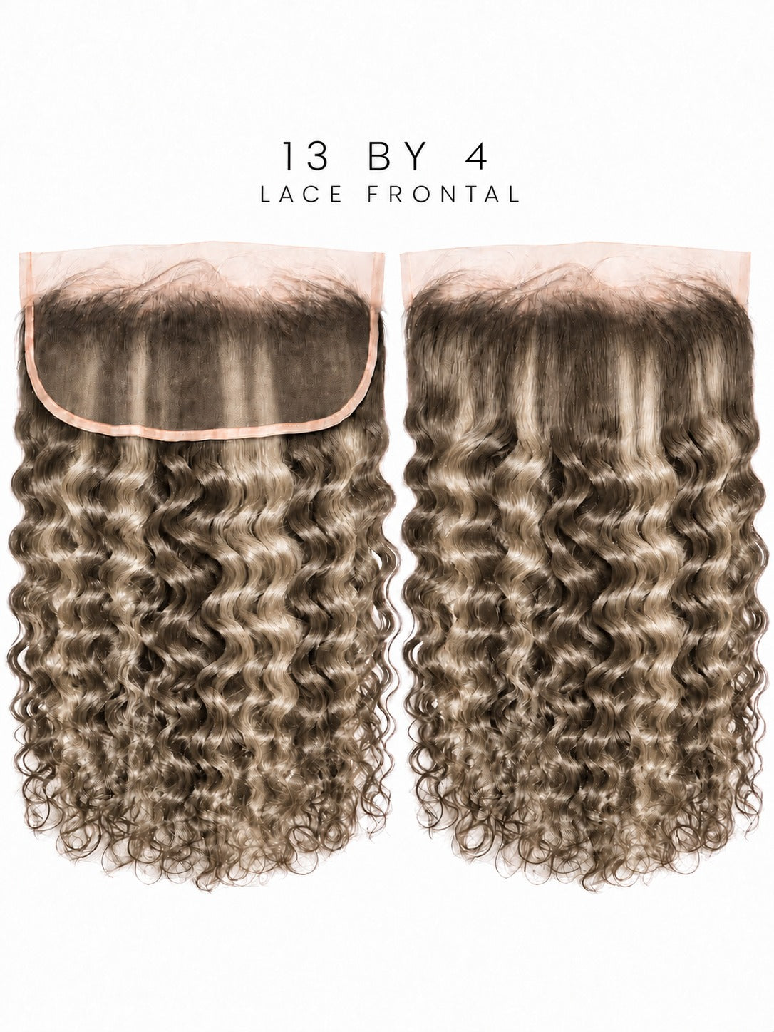 13x4 lace frontal with dark brown curly waves, two-piece hair panels