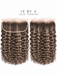 13x4 lace frontal wig with curly dark hair and lace top border