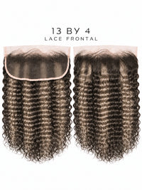 13x4 lace frontal wig with tight curls in dark hair and lace top border