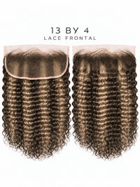 HD lace frontal hairpiece with dark curly hair and lace base, 13x4 size