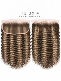 13x4 lace frontal with deep curls in medium-brown hair, lace band at top