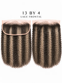 13x4 lace frontal wig with kinky curly dark hair and lace top border