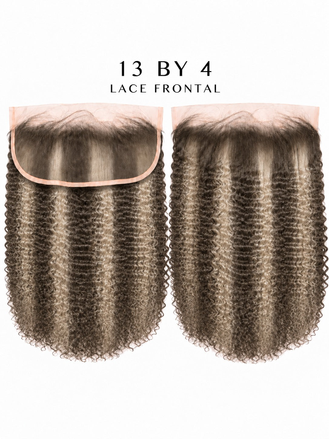 13x4 HD lace frontal hairpiece with tight kinky curls, dark brown/black.