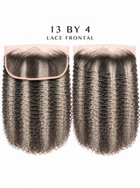 13x4 HD lace frontal with dark curly hair and light grey highlights