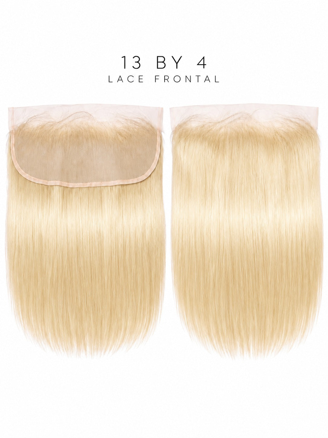 Blonde straight lace frontal with visible lace panel and center hair part, 13x4