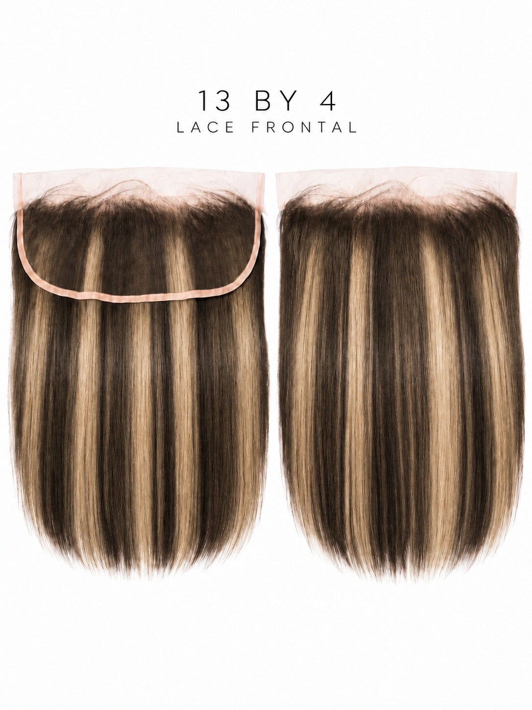 13x4 lace frontal with straight medium-brown hair, visible lace band at top