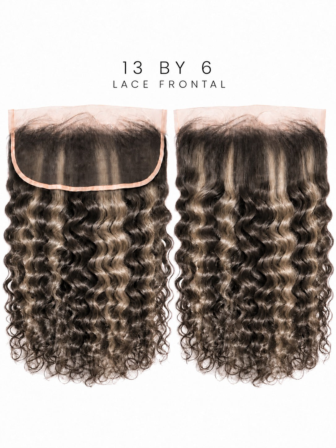 Dark curly hair lace frontal with wavy texture and lace hairline edge.