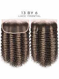 Curly dark brown 13x6 lace frontal hair pieces with lace band