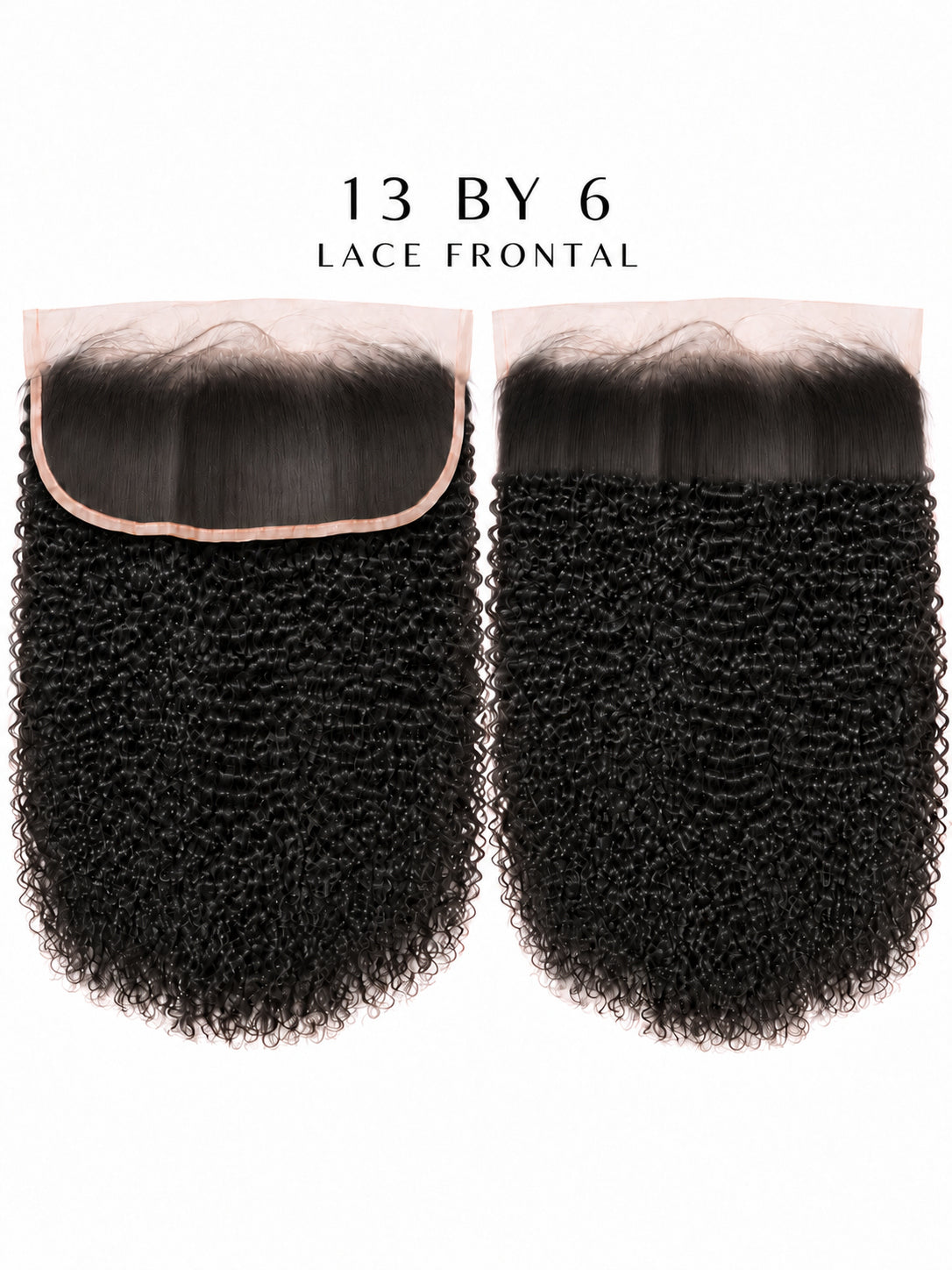 13x6 lace frontal hairpiece with two dark kinky-textured panels and lace border